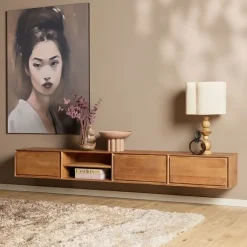 Tony Zwevend Tv meubel Naturel Mangohout 280 cm