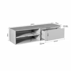 Tony Zwevend Tv meubel Taupe Mangohout 120 cm