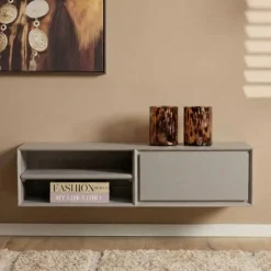Tony Zwevend Tv meubel Taupe Mangohout 120 cm
