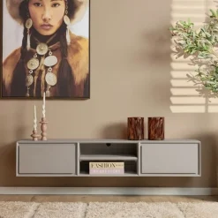 Tony Zwevend Tv meubel Taupe Mangohout 160 cm
