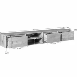 Tony Zwevend Tv meubel Taupe Mangohout 200 cm