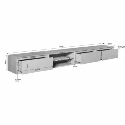 Tony Zwevend Tv meubel Taupe Mangohout 240 cm