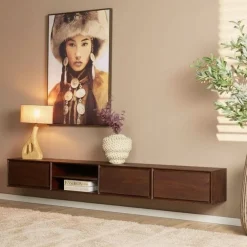 Tony Zwevend Tv meubel Walnoot Mangohout 240 cm