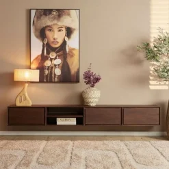 Tony Zwevend Tv meubel Walnoot Mangohout 240 cm