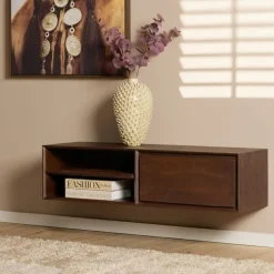 Tony Zwevend Tv meubel Walnoot Mangohout 120 cm