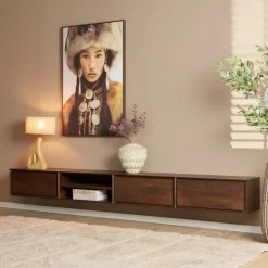 Tony Zwevend Tv meubel Walnoot Mangohout 280 cm