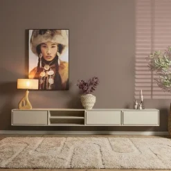Tony Zwevend Tv meubel Zand Mangohout 280 cm