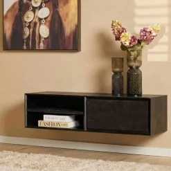 Tony Zwevend Tv meubel Zwart Mangohout 120 cm