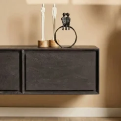 Tony Zwevend Tv meubel Zwart Mangohout 120 cm
