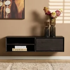 Tony Zwevend Tv meubel Zwart Mangohout 120 cm