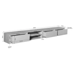 Tony Zwevend Tv meubel Zwart Mangohout 280 cm