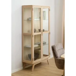 Tuvra Vitrinekast Hoog Naturel Eiken 94cm