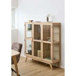 Tuvra Vitrinekast Laag Naturel Eiken 140cm