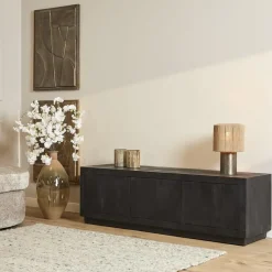 TV meubel Dortmund mangohout zwart 150cm