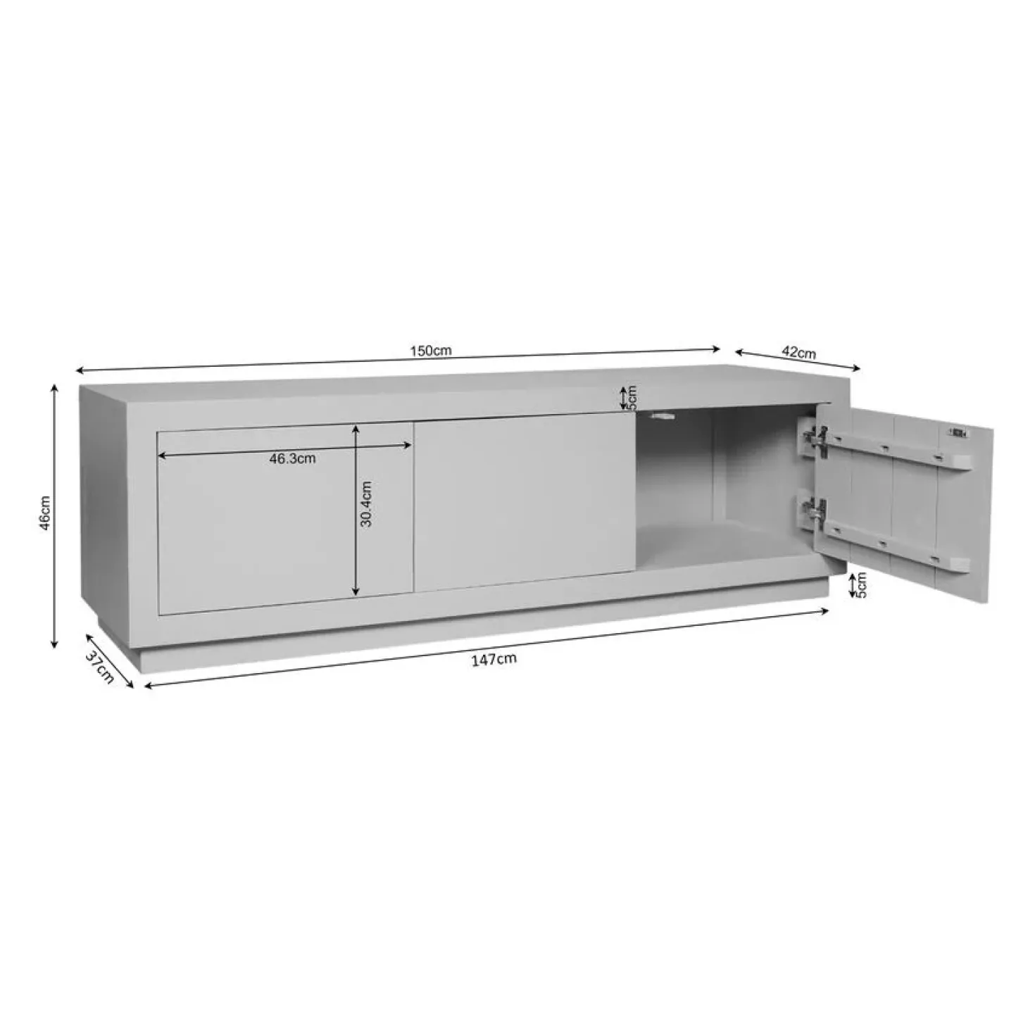 Tv meubel Dortmund Walnoot 150cm