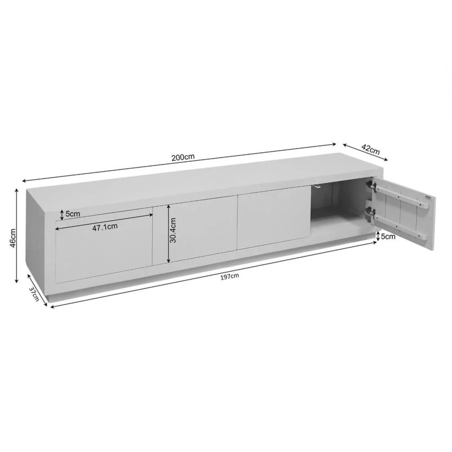 Tv meubel Dortmund Walnoot 200cm