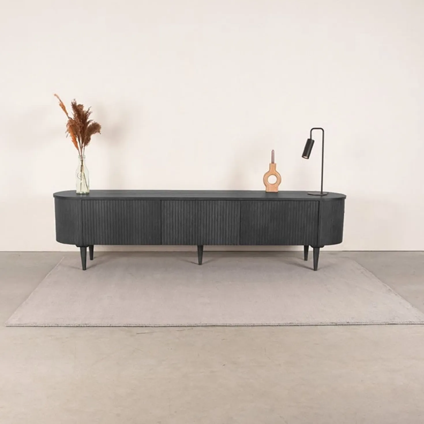 Tv Meubel Oliva Zwart Eikenhout 220cm