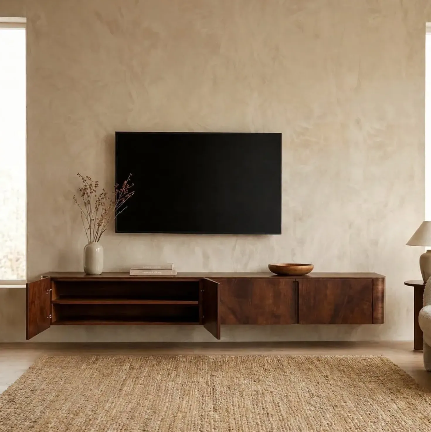 Tv meubel Yama walnoot zwevend | 235cm