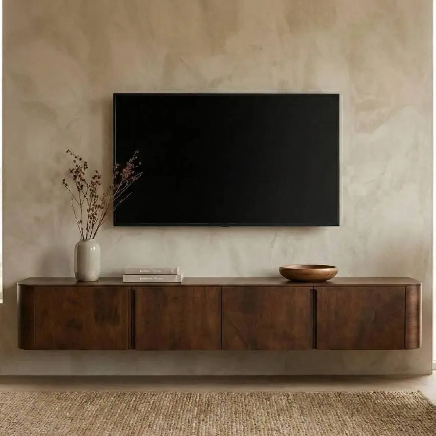 Tv meubel Yama walnoot zwevend | 195cm