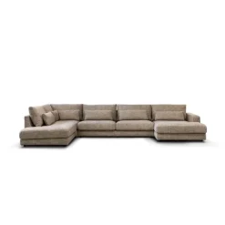 U-Bank Como met ottoman links – Beige Silencio 19 Chenille