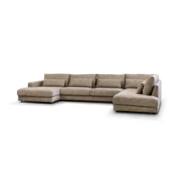U-Bank Como met ottoman rechts – Beige Silencio 19 Chenille