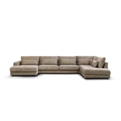 U-Bank Como met ottoman rechts – Beige Silencio 19 Chenille