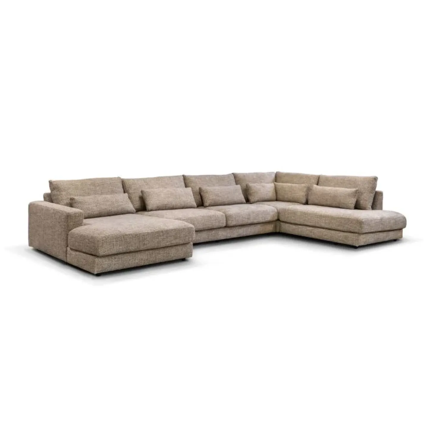 U-Bank Como met ottoman rechts – Beige Silencio 19 Chenille