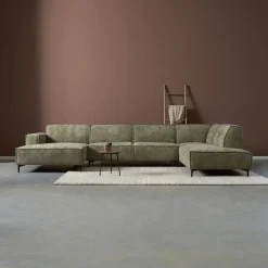U-Bank River Chaise longue links – Groen stof