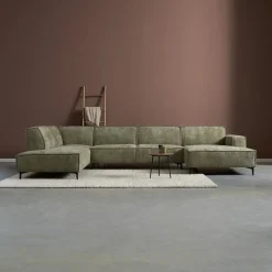 U-Bank River Chaise longue rechts – Groen stof