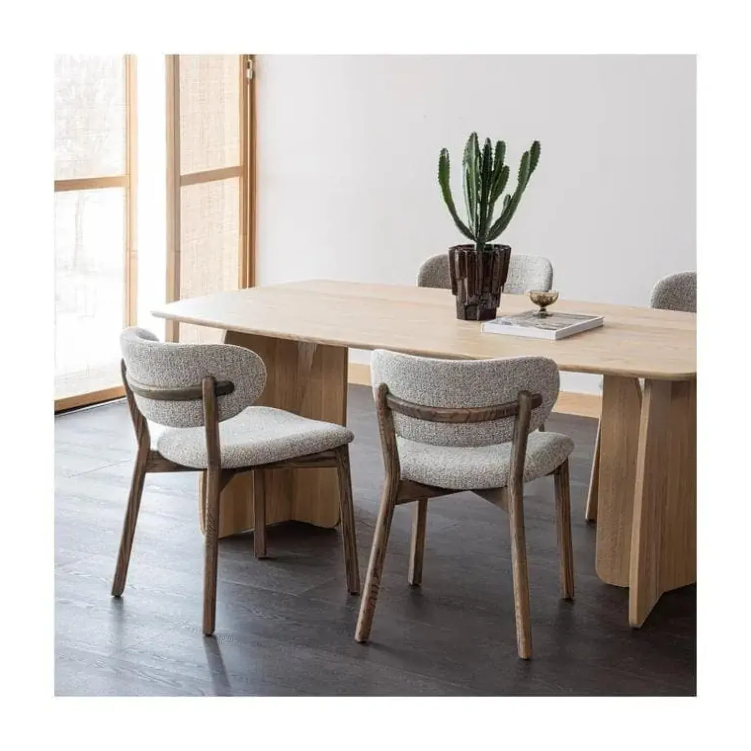 Udar Eetkamerstoel naturel met houten frame bruin