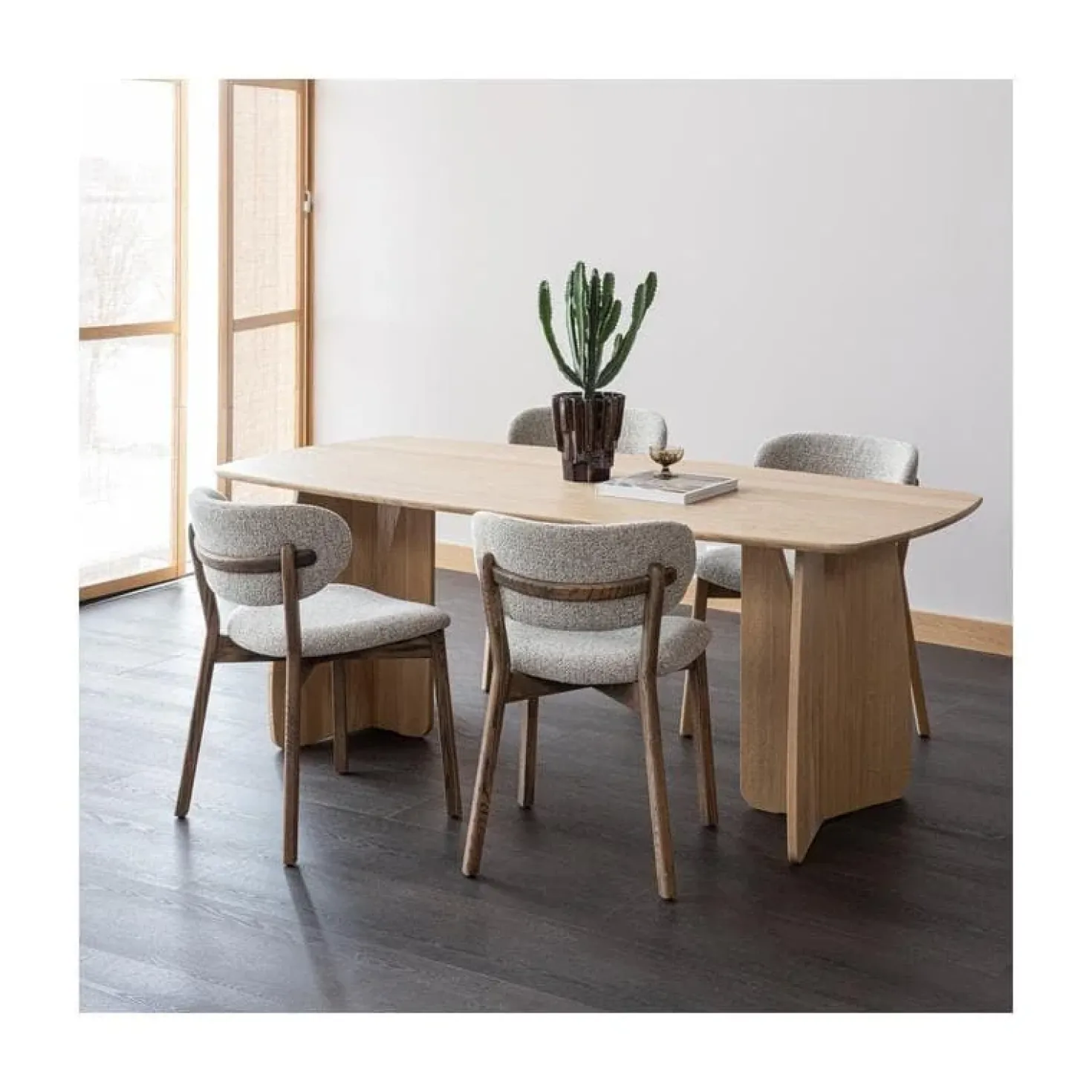 Udar Eetkamerstoel naturel met houten frame bruin