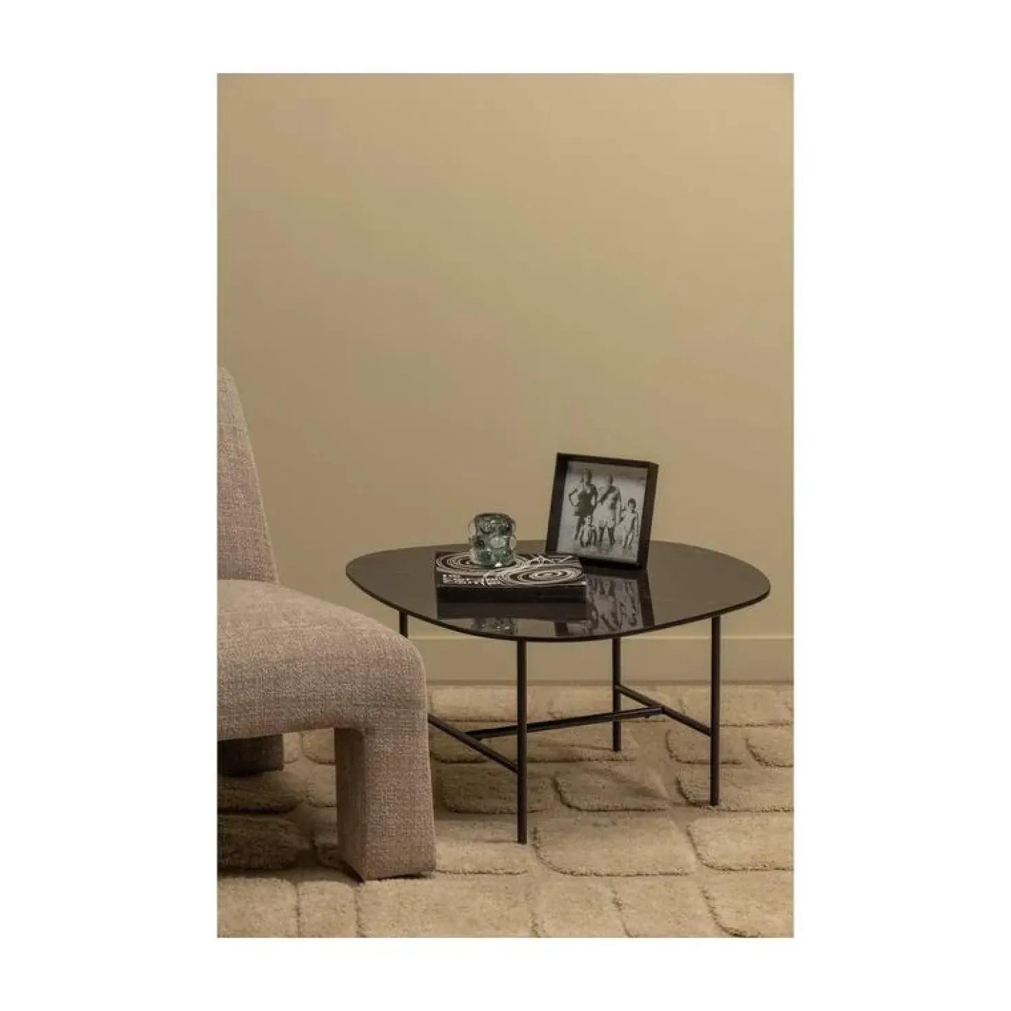 Vajen Salontafel organisch Zwart Marmerlook 70cm