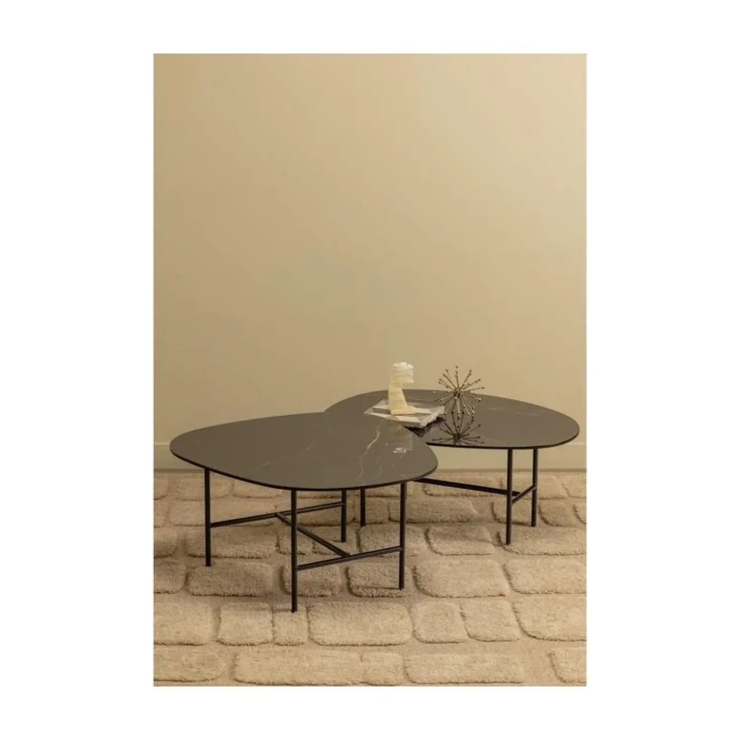 Vajen Salontafel organisch Zwart Marmerlook 70cm