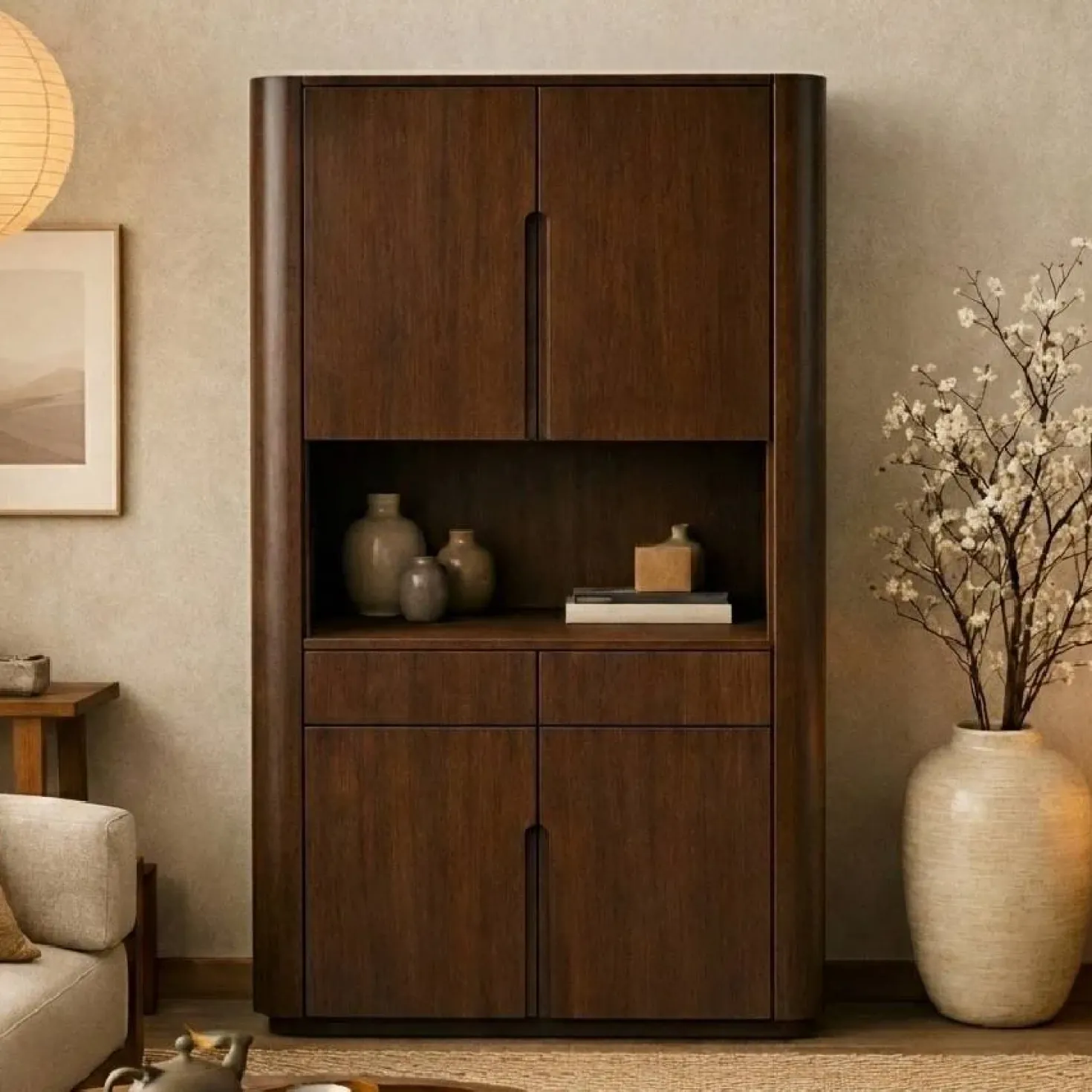 Vakkenkast Yama walnoot | 120cm