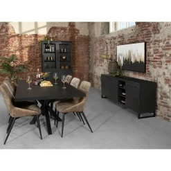 Valente Dressoir 3-deurs Zwart 220cm