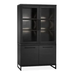 Valente Vitrinekast Zwart 120cm