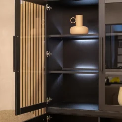 Valente Vitrinekast Zwart 120cm