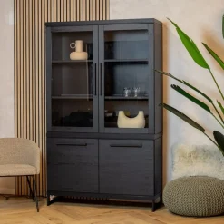 Valente Vitrinekast Zwart 120cm