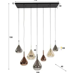 Velura 7-lichts Hanglamp industrieel