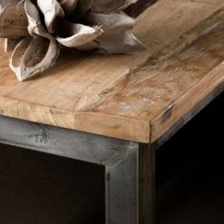 Venetië Bartafel vierkant teakhout whitewash naturel 160x90cm