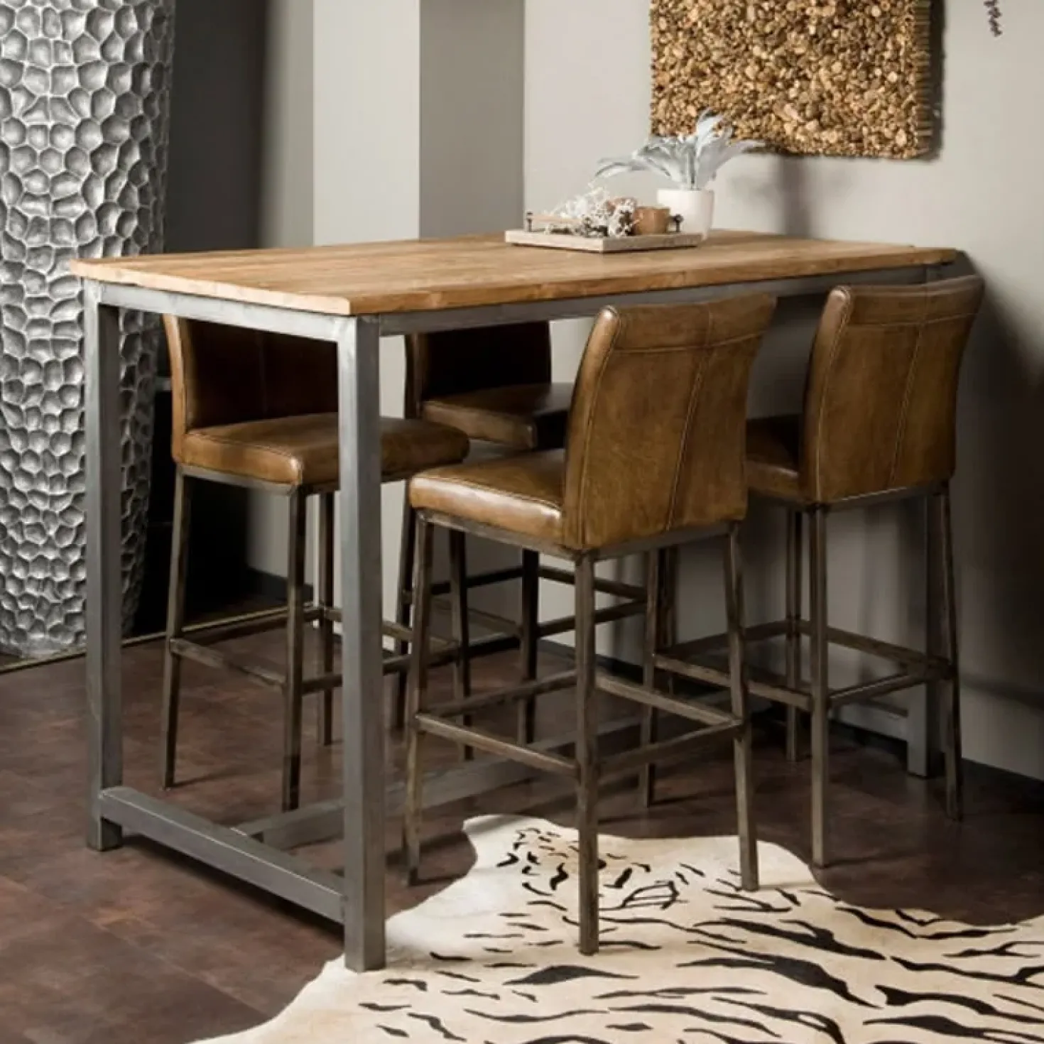 Venetië Bartafel vierkant teakhout whitewash naturel 160x90cm