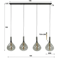 Victoria 4-lichts glazen hanglamp