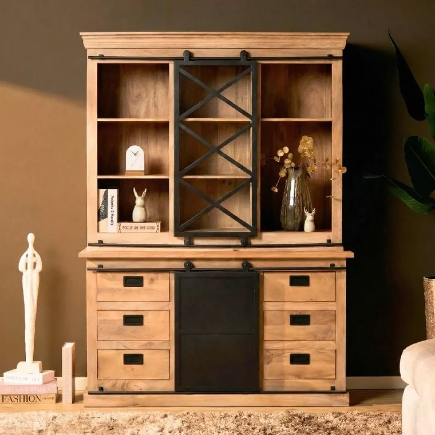Vitrinekast Trenso Mangohout 160 cm