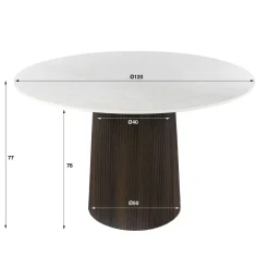 Vittoria Eettafel rond Keramiek Bruin 120cm