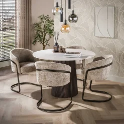 Vittoria Eettafel rond Keramiek Bruin 120cm