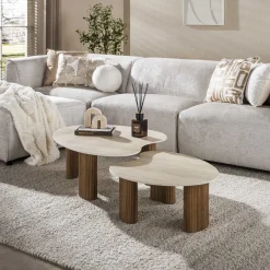 Vittoria Salontafel Aperto Set van 2 keramiek Travertin 102cm