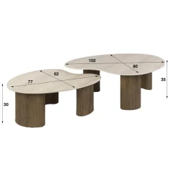 Vittoria Salontafel Aperto Set van 2 keramiek Travertin 102cm