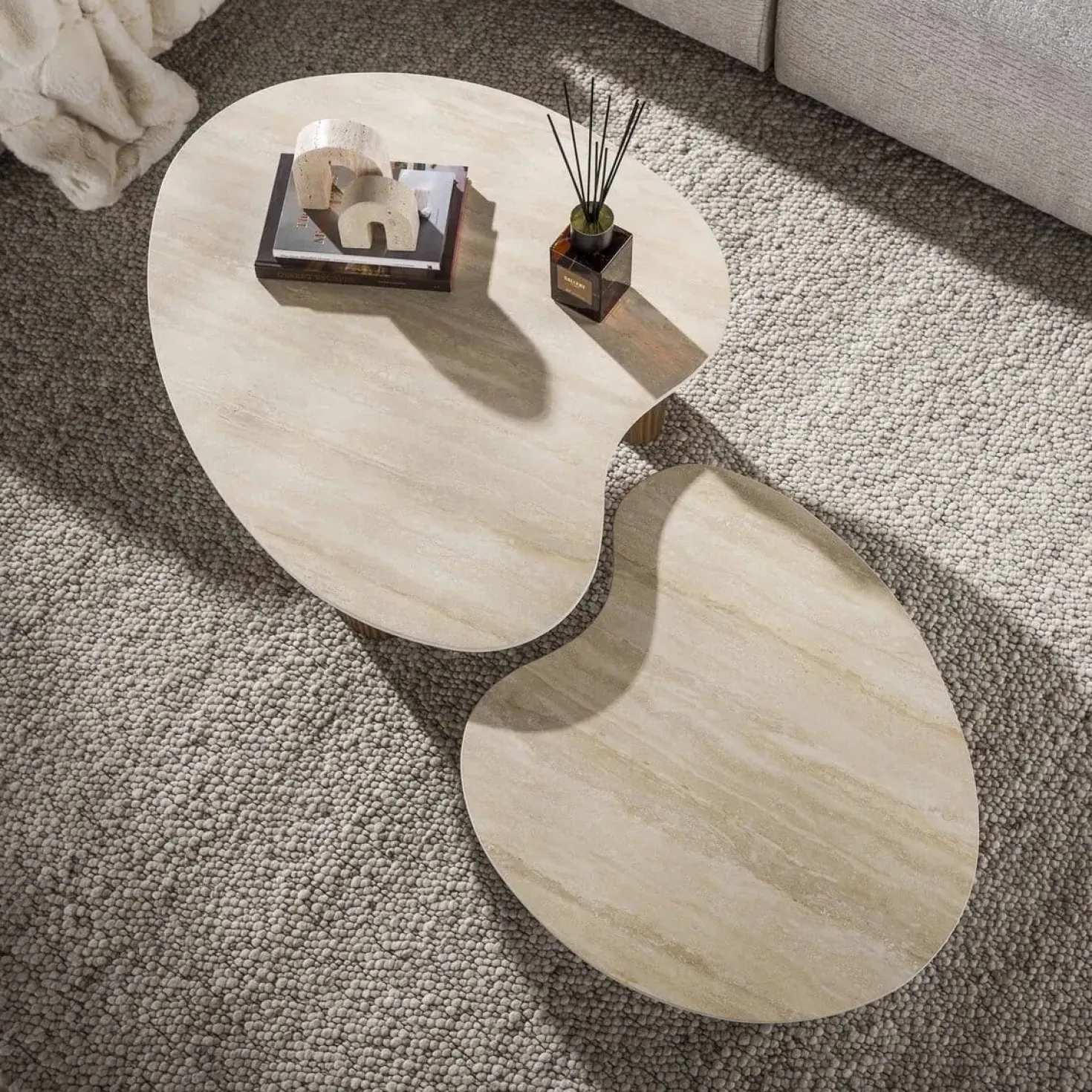 Vittoria Salontafel Aperto Set van 2 keramiek Travertin 102cm