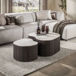 Vittoria Salontafel Medio Set van 2 keramiek Bruin 90cm