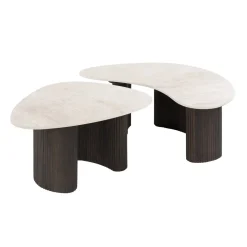 Vittoria Salontafel Organisch Set van 2 keramiek Travertin 88cm
